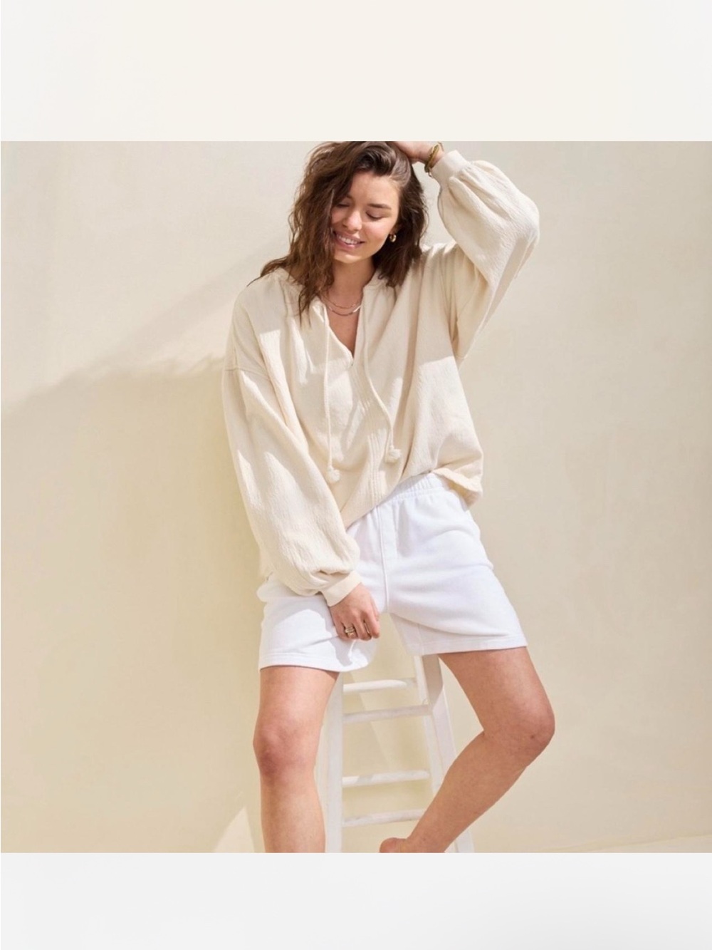 Aerie cover up Cream Hoodie